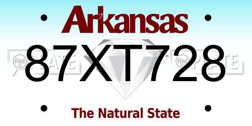 87XT728 Arkansas License Plate
