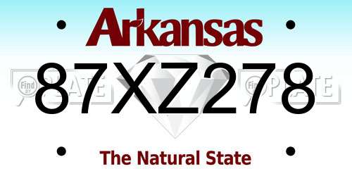 87XZ278 Arkansas License Plate