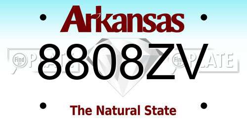 8808ZV Arkansas License Plate
