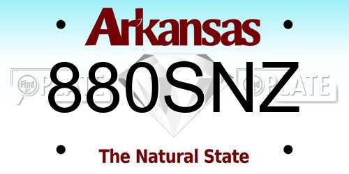 880SNZ Arkansas License Plate