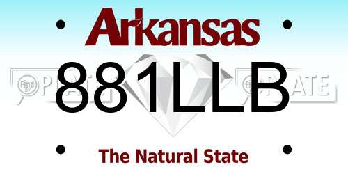 881LLB Arkansas License Plate