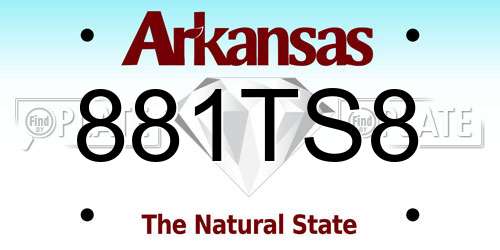 881TS8 Arkansas License Plate