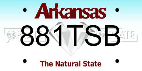 881TSB Arkansas License Plate