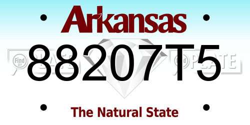 88207T5 Arkansas License Plate