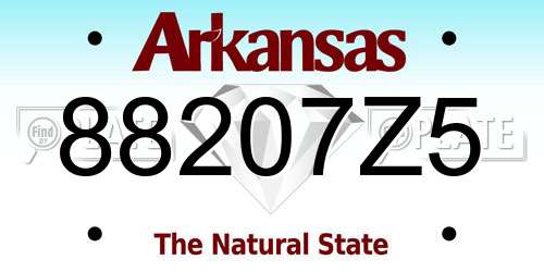 88207Z5 Arkansas License Plate