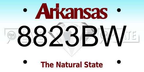 8823BW Arkansas License Plate