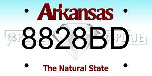 8828BD Arkansas License Plate