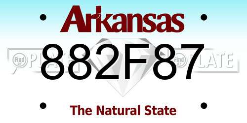 882F87 Arkansas License Plate