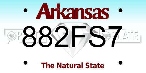 882FS7 Arkansas License Plate