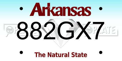 882GX7 Arkansas License Plate
