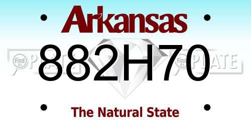 882H70 Arkansas License Plate