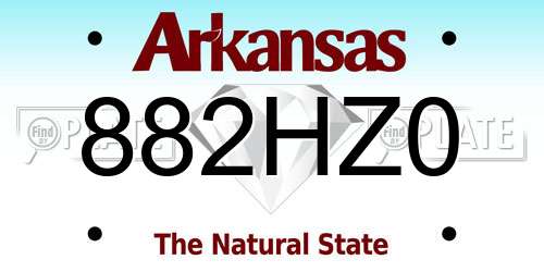 882HZ0 Arkansas License Plate