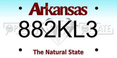 882KL3 Arkansas License Plate