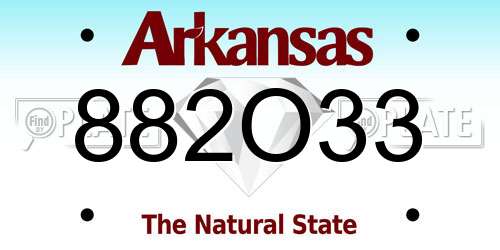 882O33 Arkansas License Plate