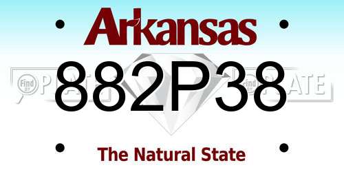 882P38 Arkansas License Plate