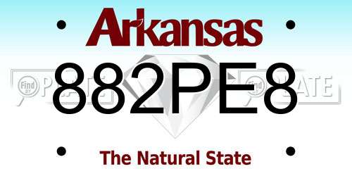 882PE8 Arkansas License Plate