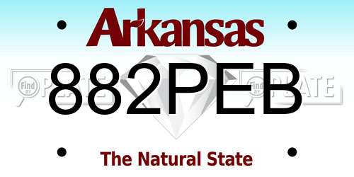 882PEB Arkansas License Plate