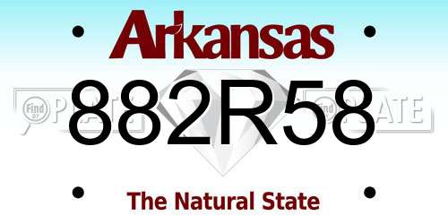 882R58 Arkansas License Plate