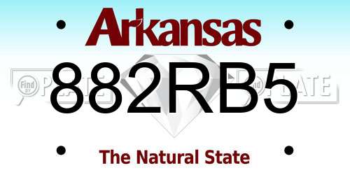 882RB5 Arkansas License Plate