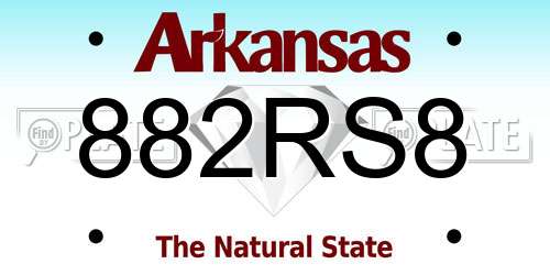 882RS8 Arkansas License Plate