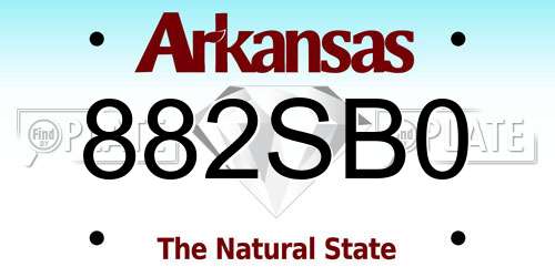 882SB0 Arkansas License Plate