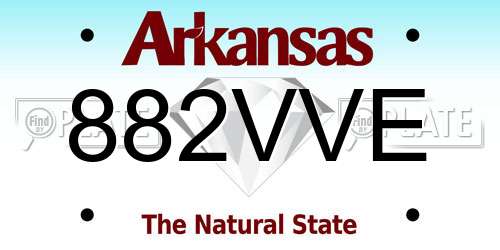 882VVE Arkansas License Plate