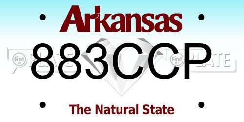 883CCP Arkansas License Plate