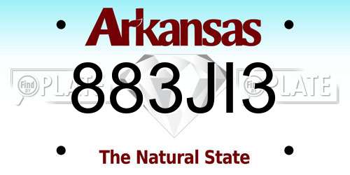 883JI3 Arkansas License Plate