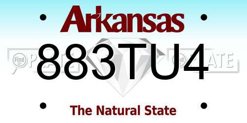 883TU4 Arkansas License Plate
