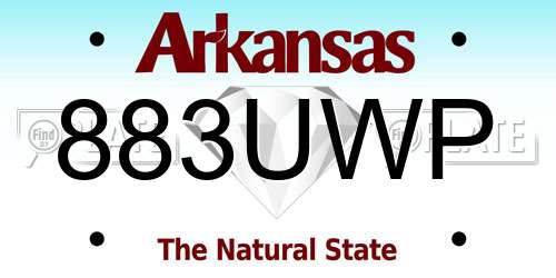 883UWP Arkansas License Plate