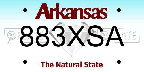 883XSA Arkansas License Plate