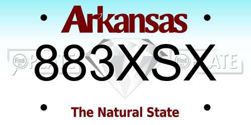 883XSX Arkansas License Plate