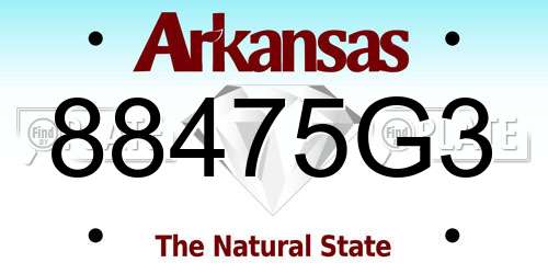 88475G3 Arkansas License Plate