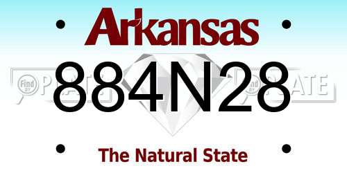 884N28 Arkansas License Plate