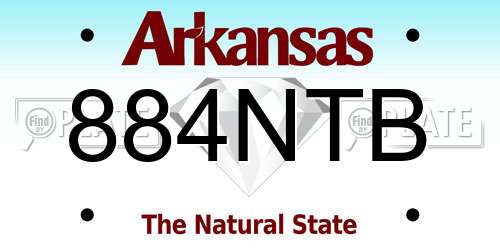 884NTB Arkansas License Plate