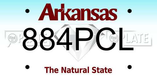 884PCL Arkansas License Plate