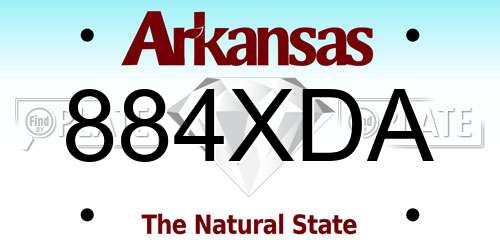 884XDA Arkansas License Plate