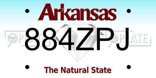 884ZPJ Arkansas License Plate