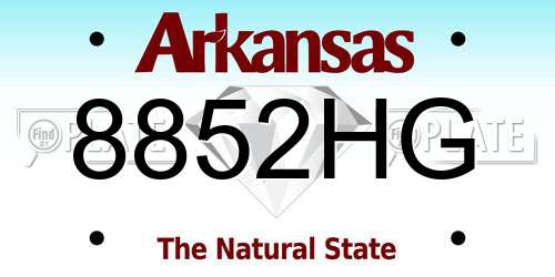 8852HG Arkansas License Plate