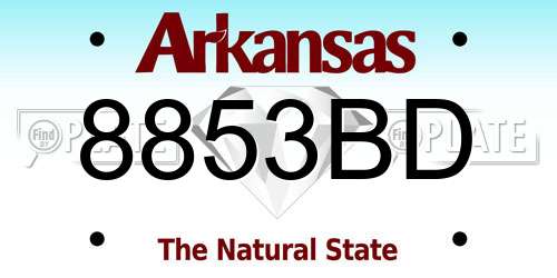 8853BD Arkansas License Plate