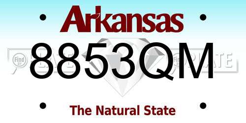 8853QM Arkansas License Plate