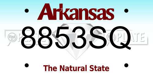 8853SQ Arkansas License Plate