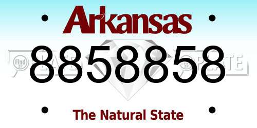 8858858 Arkansas License Plate