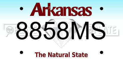 8858MS Arkansas License Plate