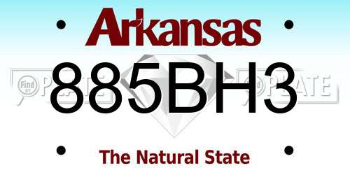 885BH3 Arkansas License Plate