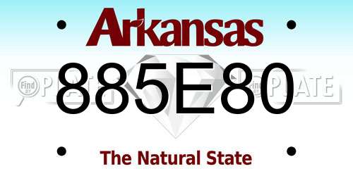 885E80 Arkansas License Plate