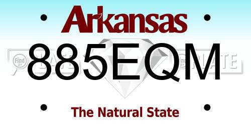 885EQM Arkansas License Plate