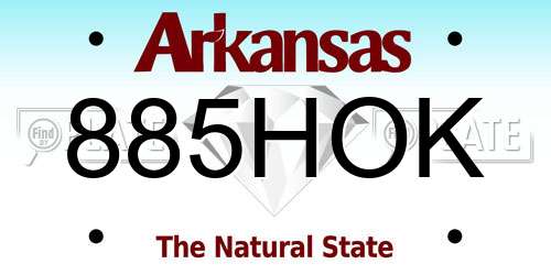 885HOK Arkansas License Plate