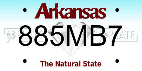 885MB7 Arkansas License Plate