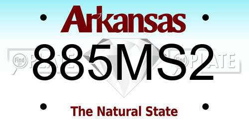 885MS2 Arkansas License Plate